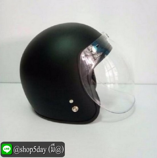 AVEX หมวกกันน็อควินเทจ ราคาถูก รุ่นLB สีดำด้าน คิ้วดำ พร้อมแว่นbubble สีใส