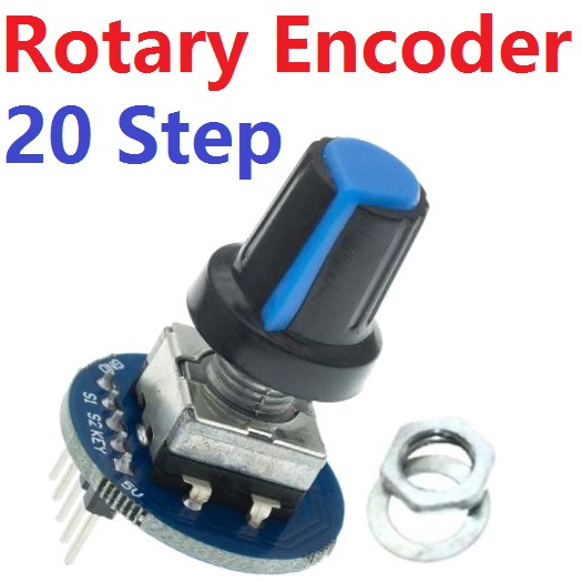 Digital rotary encoder module with cap หมุน 1 รอบได้ 20 Pulse พร้อมหัวน๊อต และลูกบิดครบชุด ติดตั้งง่าย