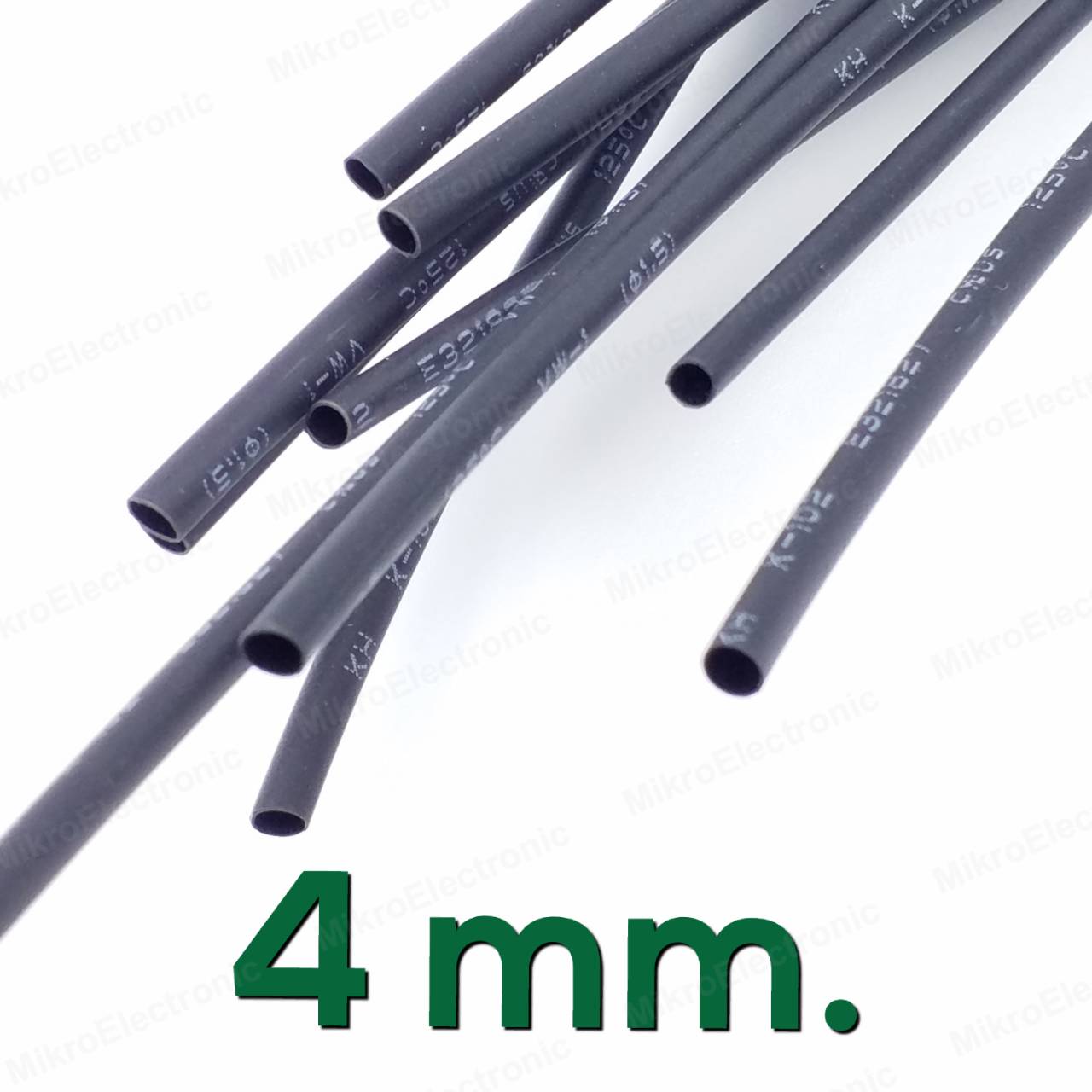 ท่อหด สีดำ ขนาด 4 mm. ยาว 1 เมตร อัตราส่วนการหด 2:1 Heat Shrinkable Tube