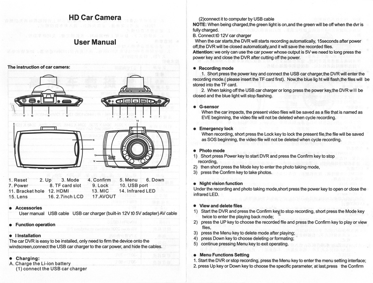 กล้องติดรถยนต์ G30C FHD Car Camera