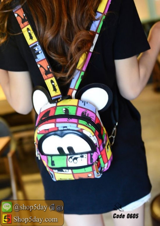 กระเป๋าสะพายผ้าใบ Mickey (ลายสีสัน)