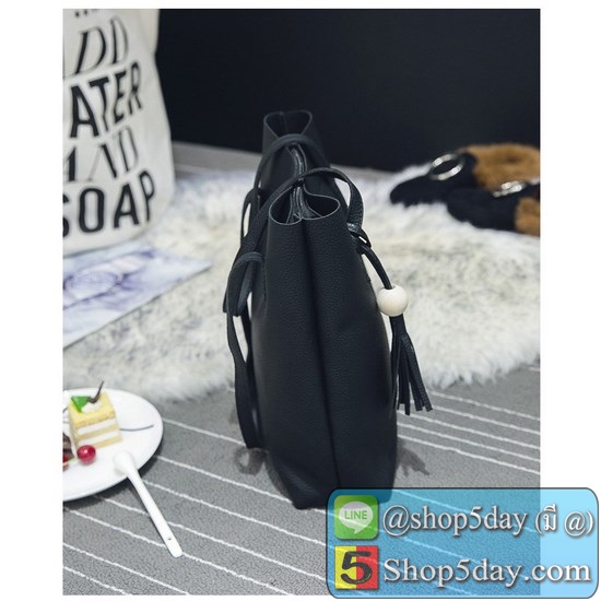 กระเป๋าเป้ กระเป๋าสะพายข้างสีดำ กระเป๋าเซ็ท 3 ใบ No.104