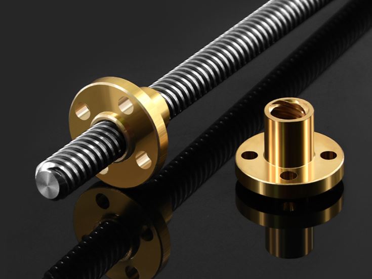 แกนสกรูขนาด 8mm. ยาว 100mm. ระยะเกลียว 2 mm. Lead Screw Dia 8mm Length 100mm pitch 2mm. with Nut T8 Lead Screw for RepRap 3D Printers Parts Trapezoidal Screw Copper Nuts