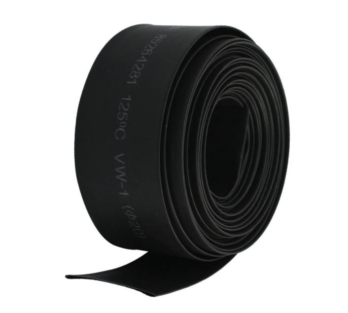 ท่อหด สีดำ ขนาด 20 มม. อัตราส่วนการหด 2:1 แบ่งขายเป็นเมตร Heat Shrinkable Tube Shrink Ratio dia 20mm.