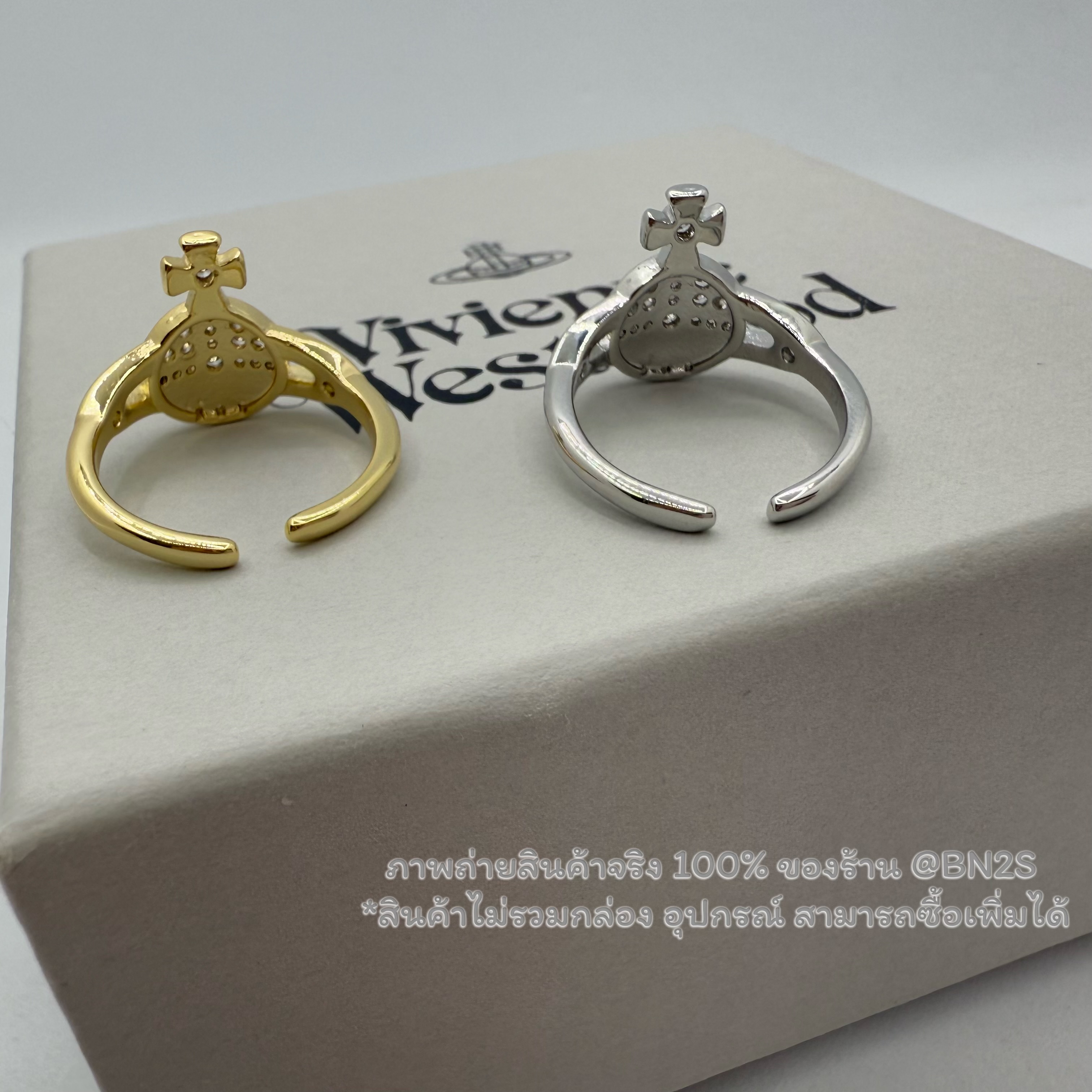 สีทอง * Vivienne Westwood Mini Orb Ring แหวนวิเวียน ดาวเสาร์ ประดับเพชร งานฝังเพชรละเอียด งานสวย ฟรีไซส์ พร้อมส่งในไทย ไม่มีกล่อง อุปกรณ์