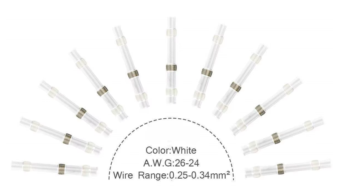 ท่อหดกันน้ำ แบบมีตะกั่วในตัว SST-S11 ขนาด 0.25-0.34 SQ.MM. แพ็คละ 10 ชิ้น White Solder Seal Wire Connectors 26-24 AWG solder ring heat shrink tube terminal waterproof
