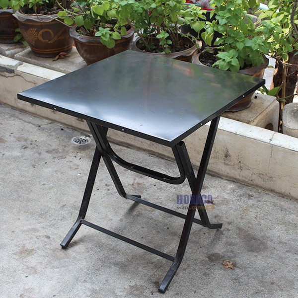 โต๊ะโค้ก โต๊ะเบียร์ ขาพับแบบจตุรัส สีดำ 70x70ซม. ตราเอ็นเอฟ