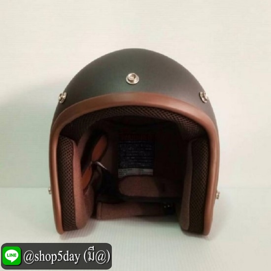 🔥หมวกกันน็อควินเทจคลาสสิค ราคาถูก รุ่นLB สีเทาเข้มด้าน คิ้วน้ำตาล ผ้าน้ำตาล