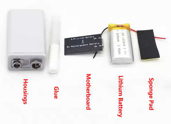 Li-ion 6F22 แบตเตอรี่ลิเธียม 9V 1200mAh Type-C Recharge Lithium Battery for Arduino ถ่านชาร์จ ถ่าน 9V