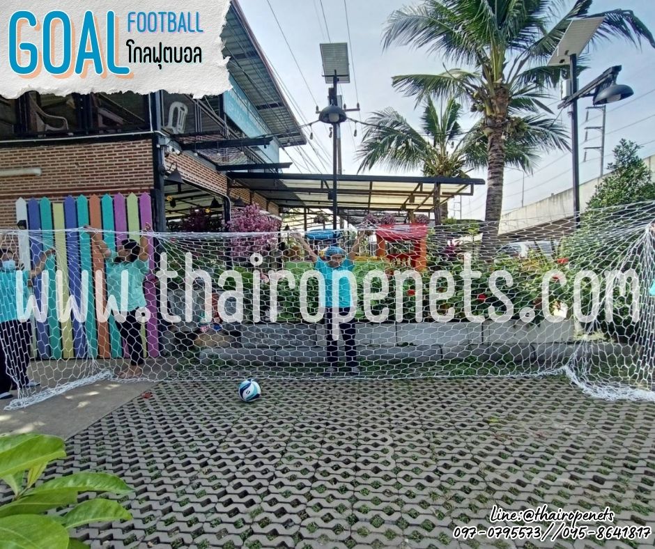 โกลฟุตบอล 5 คน Goal football โกลฟุตบอล ช่องตาข่ายหกเหลี่ยม สีขาว เชือกหนา 3 มิล ช่องตา 4x4 นิ้ว ร้อยเชือกขอบพร้อมใช้งาน ไม่รวมโครง