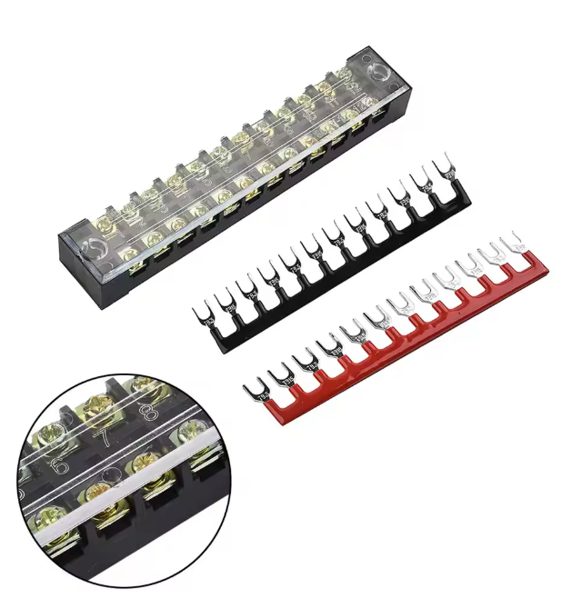 TB-2510 Terminal Block 600V 25A Copper Wire Busbars เทอร์มินอลบล็อก โลหะทองแดง