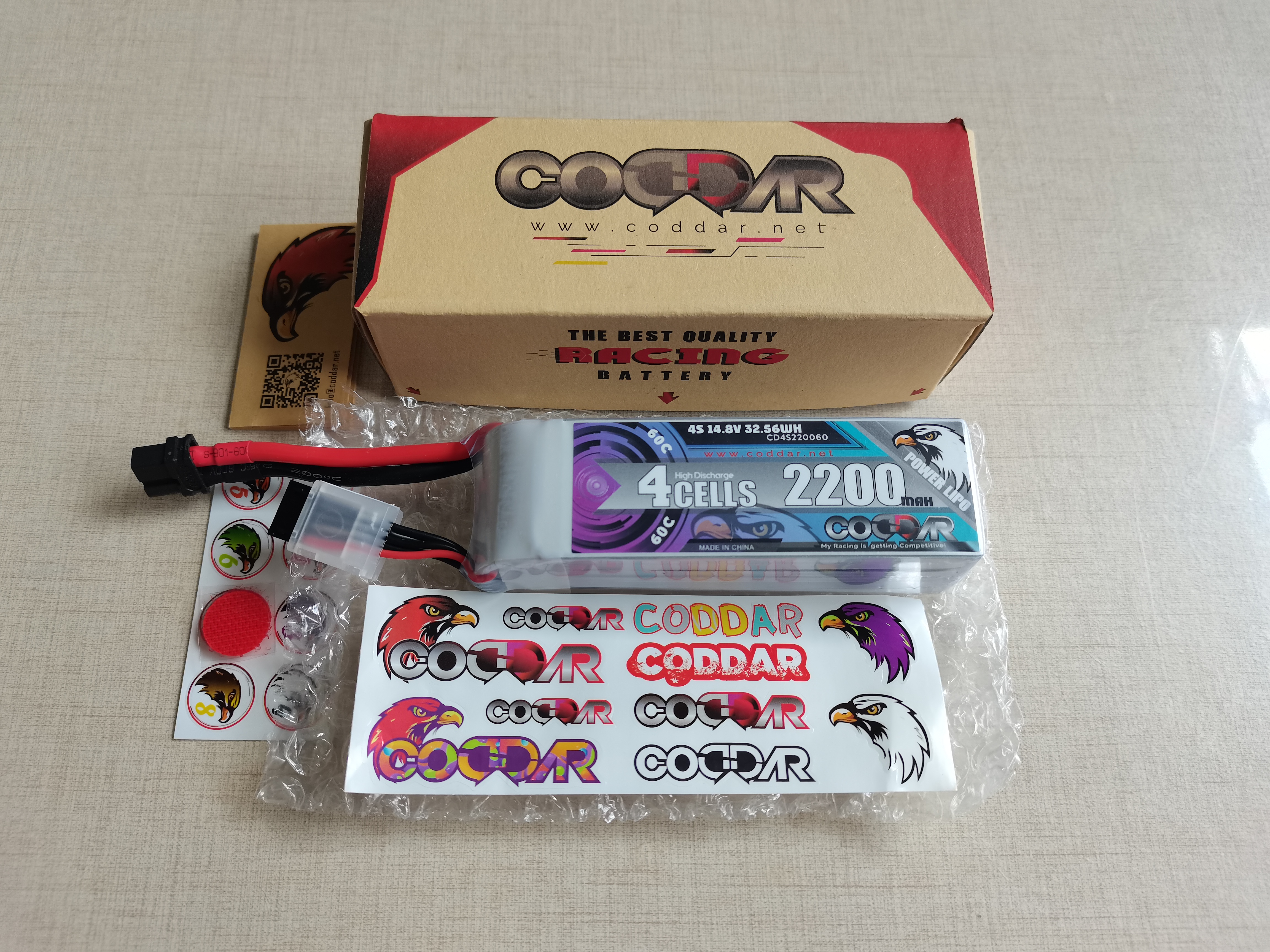 Coddar 2200Mah 4S 14.8V 60c Lipo-Batteri แบตเตอรี่ลิโพ สำหรับเครื่องบินบังคับ รถบังคับ เรือบังคับวิทยุ