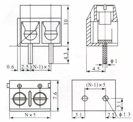 Terminal Block 2Pin Pitch 5.08mm KF301 Green color Screw Terminal Block Connector 2 Pin
