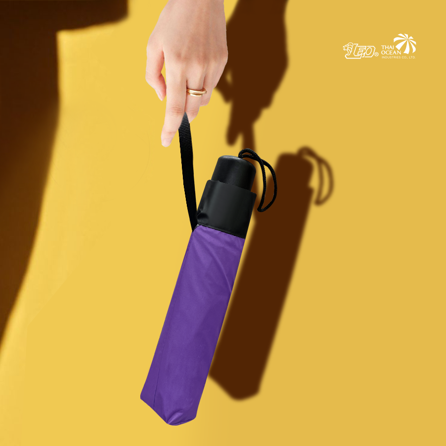 Leo ร่มพับ 3 ตอน พกพาสะดวก ผ้ายูวีดำกันแดด 99% กันแดดได้ดีกว่าผ้า UV สีเงิน