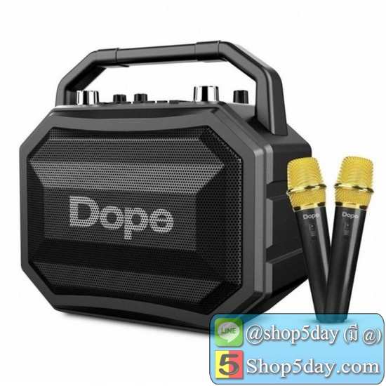 Dope Karaoke ลำโพงร้องเพลงคาราโอเกะ Bluetooth แบตเตอรี่ 8 ชั่วโมง (ฟรี microphone 2ชิ้น）