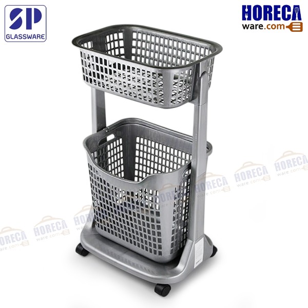 2-layer basket, gray, with wheels, standard pro