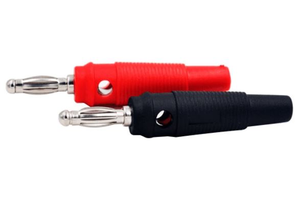 ปลั๊กกล้วย ตัวผู้ 4mm 1 คู่ (สีดำ สีแดง) Banana plug head 4mm. a pair of Black and Red color Banana Jack connector male terminal บานานาปลั๊ก แจ๊กกล้วย