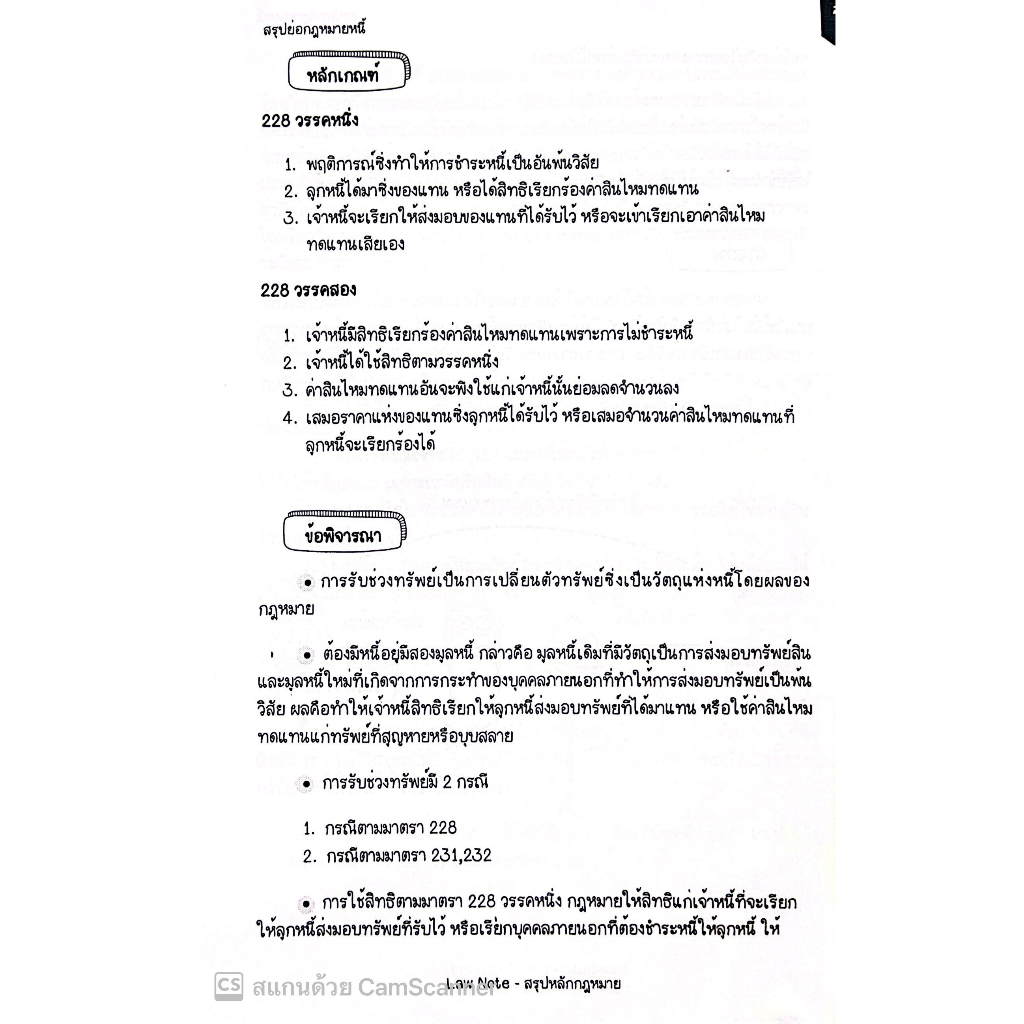L2สรุปย่อ กฎหมายหนี้ / โดย : Law Note, ขวัญทิชา มีศีล /พิมพ์ : กรกฎาคม 2566 (ครั้งที่ 1)