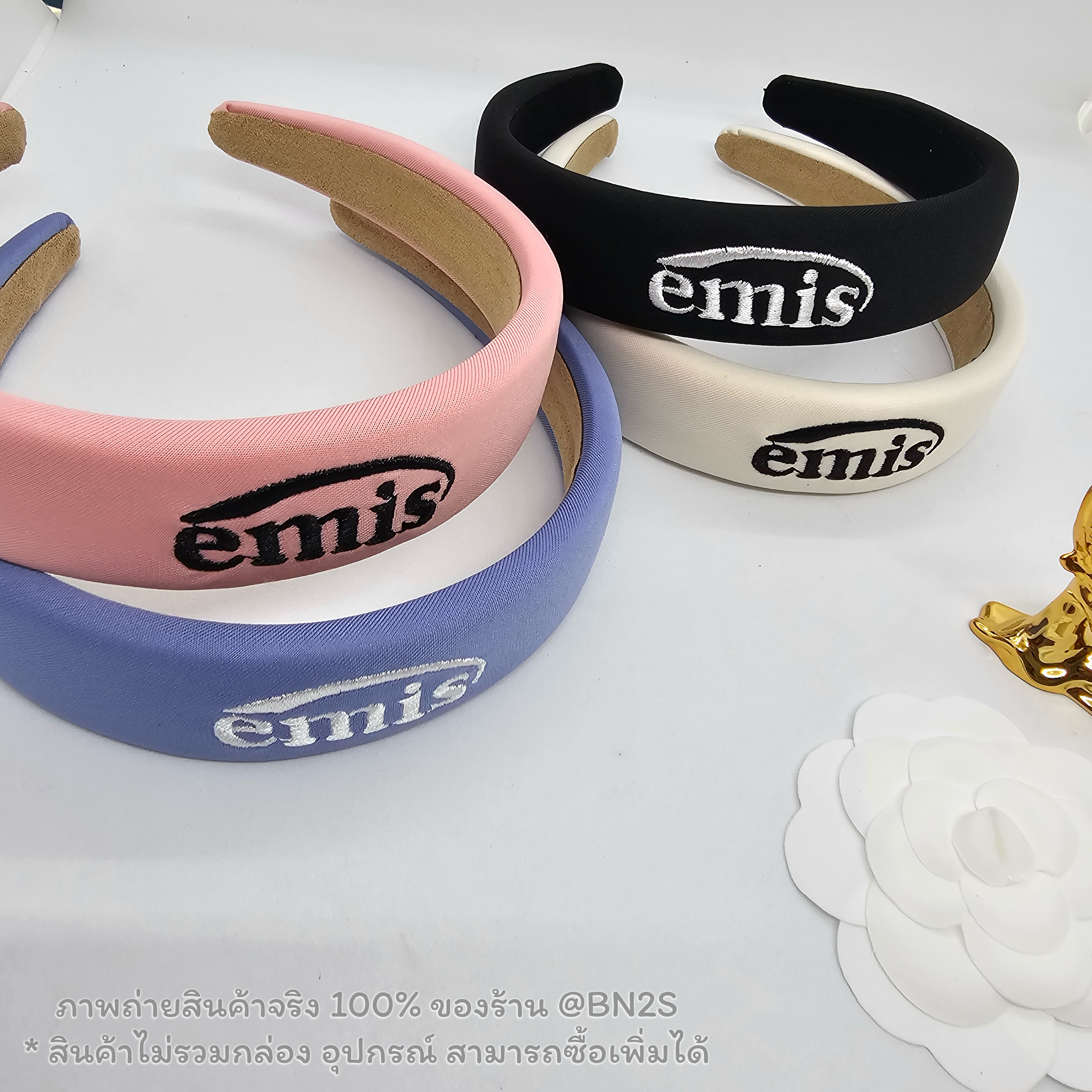 สีดำ | EMIS NEW LOGO HAIRBAND ที่คาดผมอีมิส ปักโลโก้ บุฟองน้ำนุ่ม สไตล์เกาหลี งานสวยภาพงานจริง 100% พร้อมส่งในไทย ไม่ต้องรอนาน