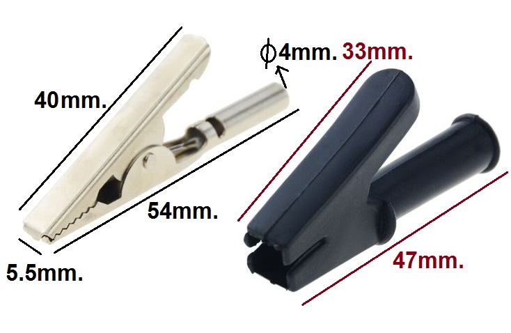 ปากคีบจระเข้ ใช้ร่วมกับปลั๊กกล้วย 4mm สีเหลือง Half Sheath Round Alligator Grip Test Clip Probe Alligator Test Pen 4mm Banana Plug Cable Open 10mm current max 30A yellow color