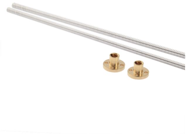 แกนสกรูขนาด 8mm. ยาว 100mm. ระยะเกลียว 2 mm. Lead Screw Dia 8mm Length 100mm pitch 2mm. with Nut T8 Lead Screw for RepRap 3D Printers Parts Trapezoidal Screw Copper Nuts