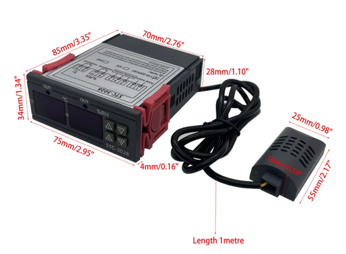 เครื่องควบคุมอุณหภูมิ ความชื้น STC-3028 24V 10A controller temperature and humidity dual-purpose