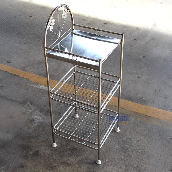 ชั้นวางแก้วสแตนเลส ลายดอกไม้คู่ 3 ชั้น เจคลาส