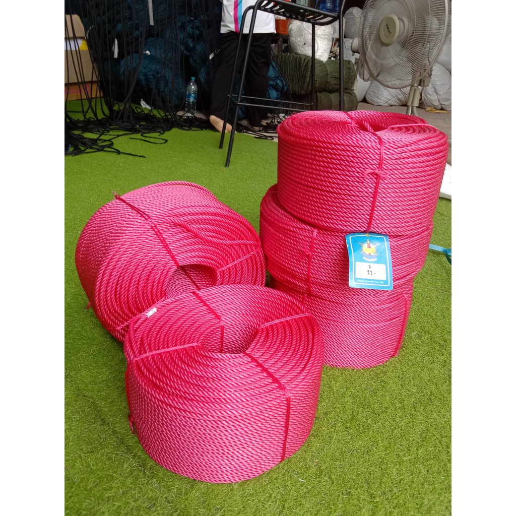 เชือกไนล่อนสีชมพู เกรดA ตราดาวเทียม ขนาด 4 มิล ยาว 200 เมตร