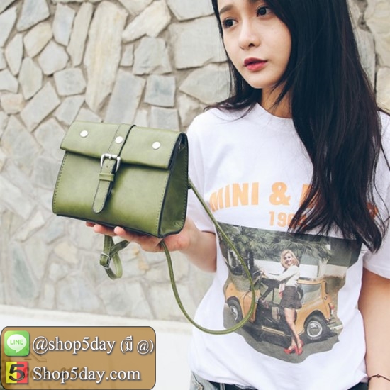 กระเป๋าสะพายหนังUPนิ่ม แฟชั่นเกาหลี (เขียว)