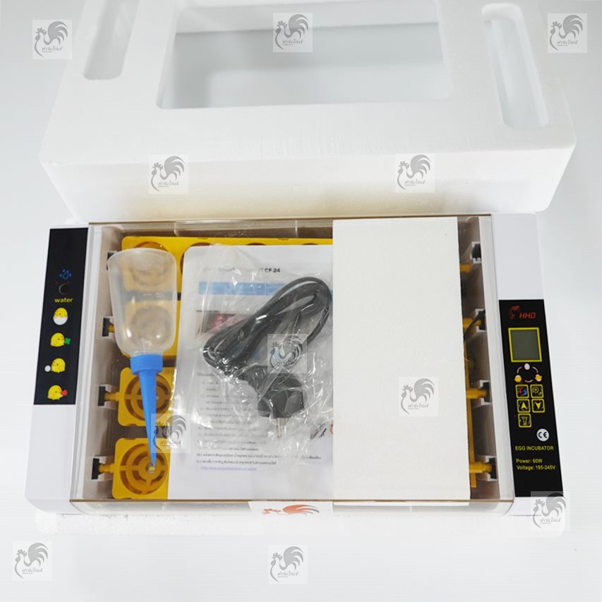 เครื่องฟักไข่ 24 ฟอง มีไฟ 24 ดวง LED ส่องเชื้อไข่ในตัว