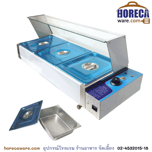 ตู้โชว์อาหาร พร้อมอุ่น แนวยาว 3 ถาด HBM-23 นาโนเทค [nt-016-008-4]