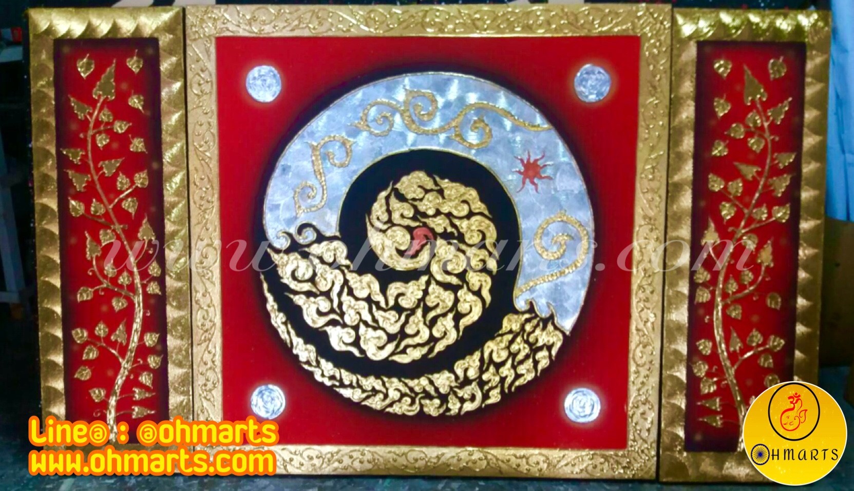 ภาพวาดบีบนูนปิดทอง E0008