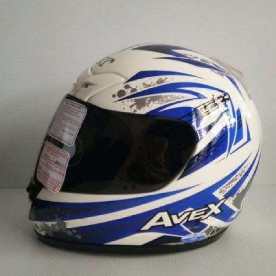 AVEX หมวกกันน็อคเต็มใบ ราคาถูก รุ่น N2000 สีขาวน้ำเงิน แว่นดำ