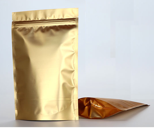 ถุงฟอยล์ ก้นตั้ง แบบมีซิปล็อค สีทองแดง