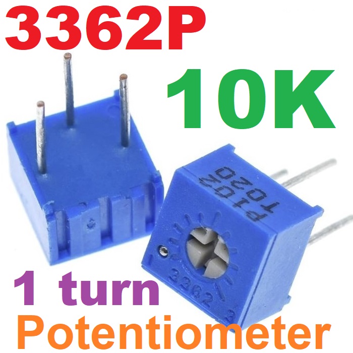 VR 10k 0.5W ตัวต้านทานปรับค่าได้ ทริมพ็อท หมุนได้ 1 รอบ 3362P Trimpot Potentiometer Trimmer Potentiometer Cermet 1 Turn Top Adjustment