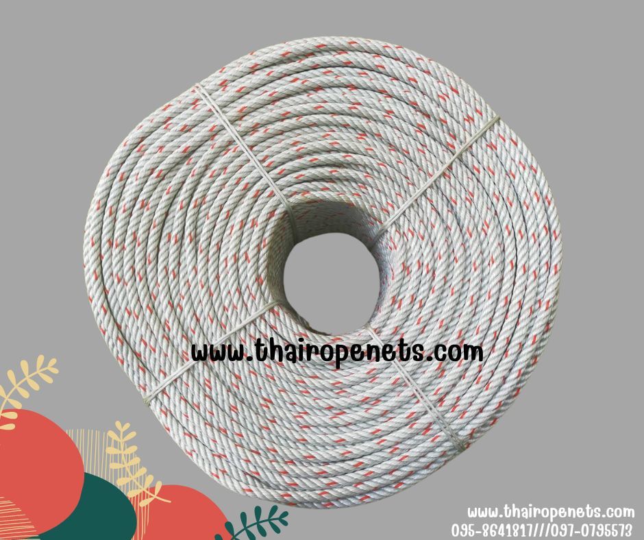 เชือกไนล่อน สีเทาแต้มแดง nylon rope ใช้ถักตาข่าย ถักเปล ผูกของ เชือกใช้งานกลางแจ้ง เชือกทนน้ำ แข็งแรงไม่ขาดง่าย