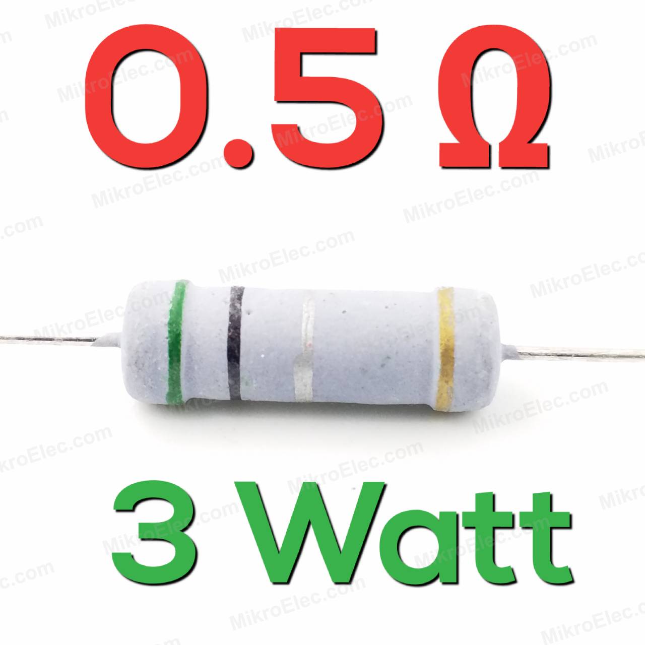0.5 โอห์ม 0.5 Ohm 3W 5% เมทัลออกไซด์ ฟิล์ม Metal Oxide Film Resistor 0.5R