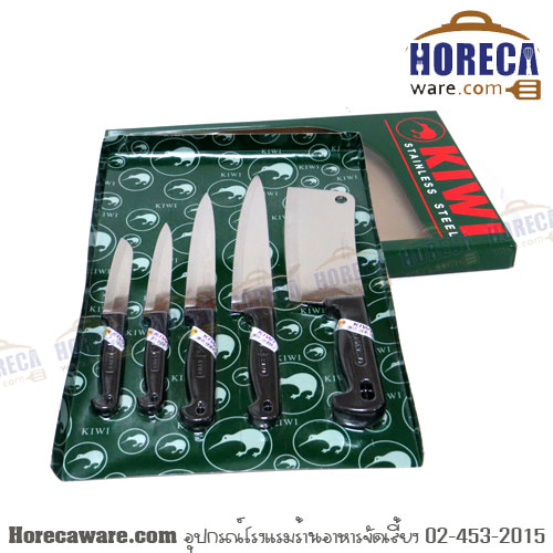 5-piece knife set, plastic handle - Kiwi Bird [kw-w5p]
