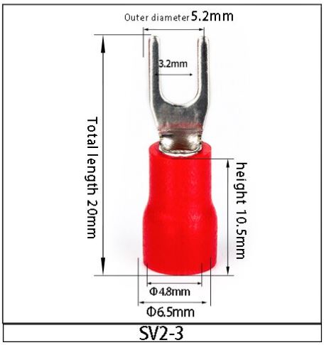 SV2-3 หางปลาแฉก สีน้ำเงิน แพ็คละ 20 ตัว SV Series Crimp Terminal Fork Spade Wire Connector Copper Insulated Forked SV2