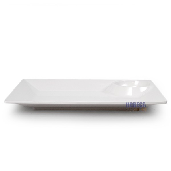 จานเปลสี่เหลี่ยมมีช่องน้ำจิ้ม 10x13" ตราเอสบี