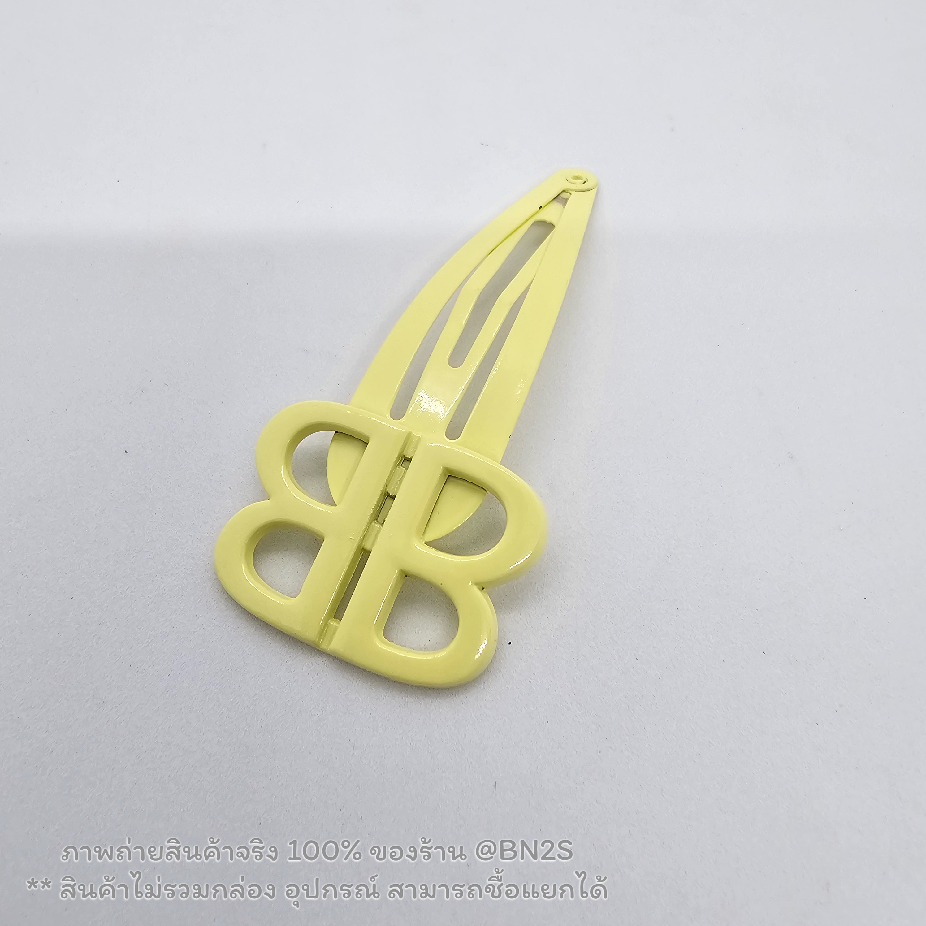 สีเหลือง| กิ๊บ BB Balenciga งานเคลือบสีพาสเทล ขนาดประมาร 7 ซม. สัญลักษณ์ BB น่ารัก ราคาไม่แพง