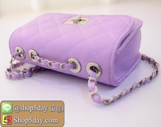 กระเป๋าแฟชั่น 2018 สีสันสดใสน่ารัก (ม่วงอ่อน)