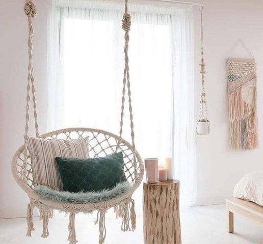 ชิงช้าแขวน เปลวงกลม เก้าอี้เปลญวน เก้าอี้แขวน ใช้งานกลางแจ้ง-ในร่ม ถักทอหนาแน่น รับน้ำหนักได้มาก ปลอดภัย