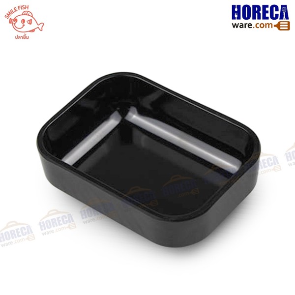 [Black] Square Shabu Tray 3x4 inches, Smiling Fish