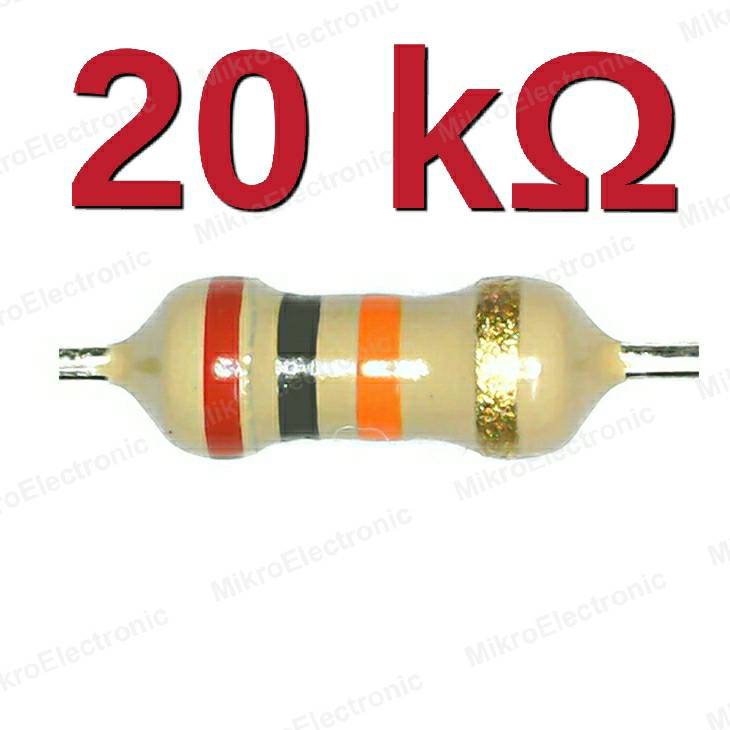 20K 1/4W 5% ตัวต้านทาน แพ็คละ 10 ตัว Carbon Film Fixed Resistor