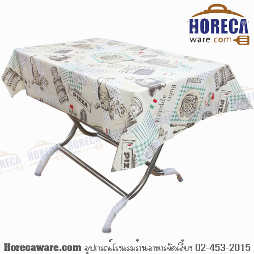 ผ้าปูโต๊ะ ลายพิซซ่าอิตาลี พื้นครีม MEIWA [mw-p-141]