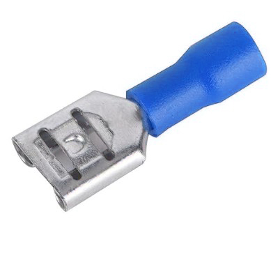 หางปลา FDD1.25-250 สีน้ำเงิน สำหรับสายไฟ 1.5-2.5 mm2 (16-14 AWG) แพ็กละ 20 ตัว Crimp Terminal หางปลาเสียบ FDD1.25-250 ตัวเมีย