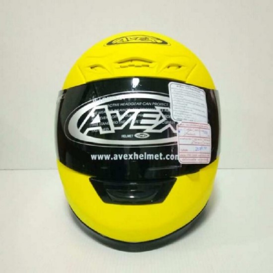 AVEX หมวกกันน็อคเต็มใบ ราคาถูก รุ่นDX ล้วน สีเหลืองด้าน แว่นดำ