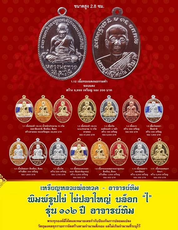 เหรียญรูปไข่ หลวงพ่อทวด อาจารย์ทิม วัดช้างให้ พิมพ์ไข่ปลาใหญ่ รุ่น ๑๐๒ ปี อาจารย์ทิม เนื้อเงินองค์ทองคำ ๒ หน้า หมายเลข ๒๕ ไม่มีกล่อง