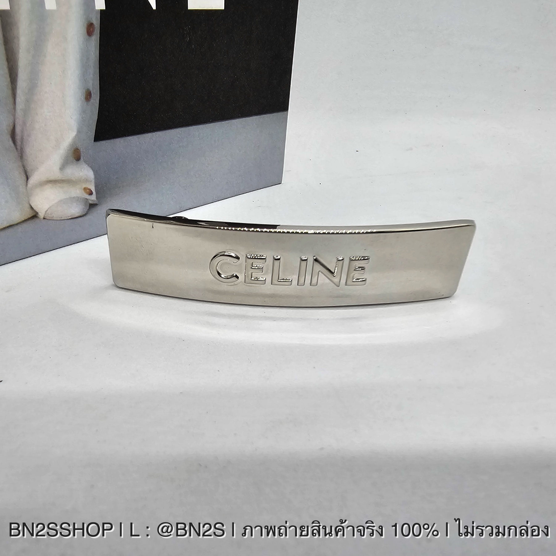 สีทอง | พร้อมส่ง CELINE HAIR CLIP IN BRASS AND STEEL WITH GOLD FINISH GOLD อะไหล่สีทอง เงิน โลโก้ ตัวนูน